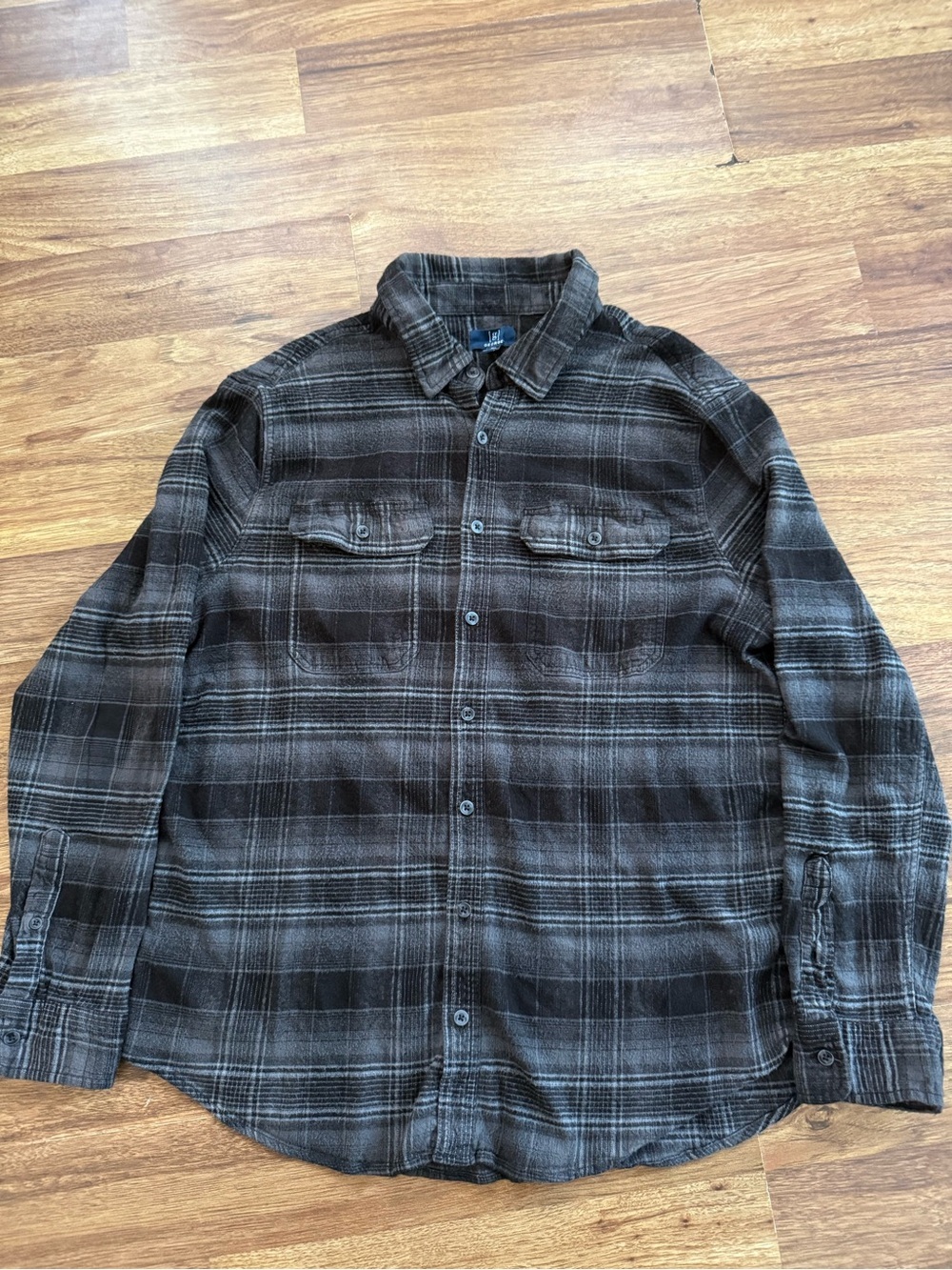 George Men's Casual Button-Down Plaid Shirt - Black & Gray